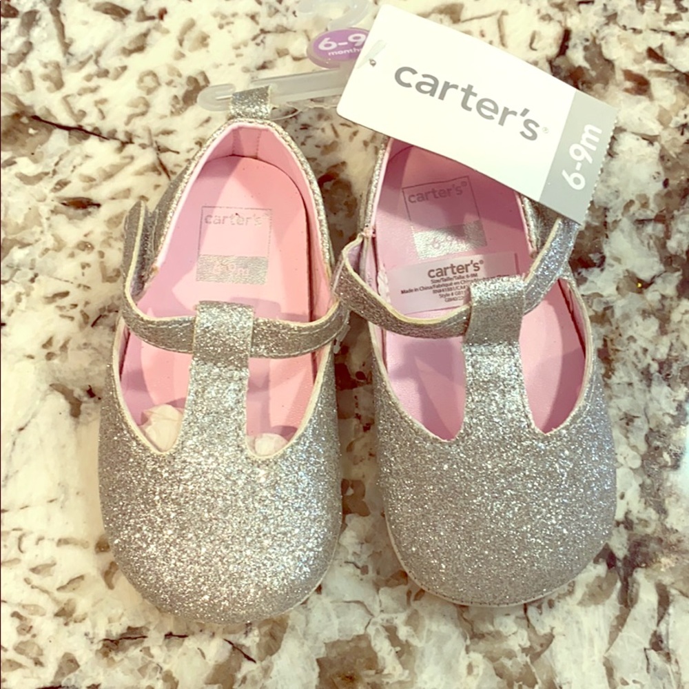 Silver Sparkle Crib Shoe 6-9month